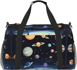 Saturn Jupiter Earth Travel Tote Bag with Adjustable Shoulder Strap and Large Capacity