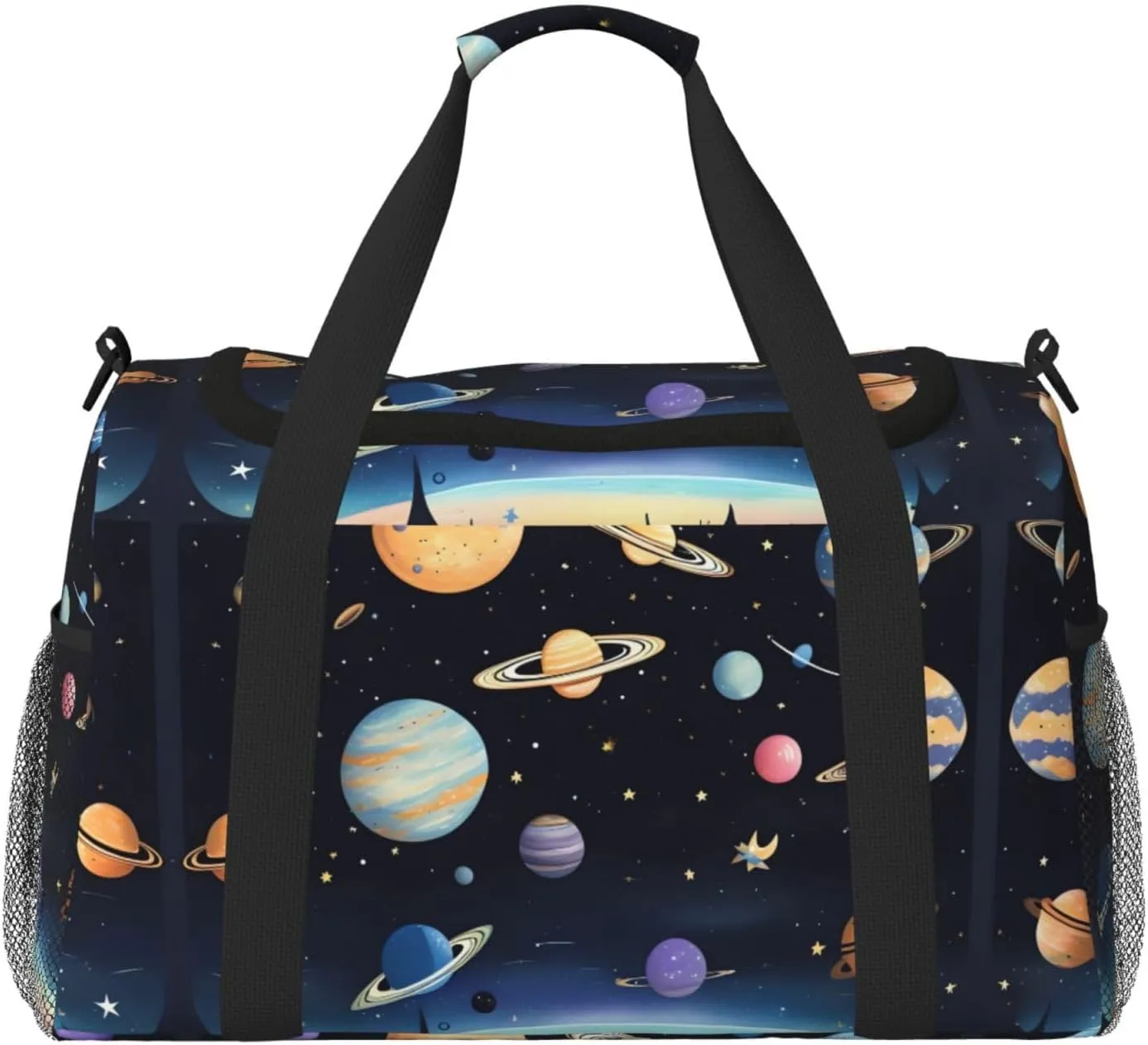 Saturn Jupiter Earth Travel Tote Bag with Adjustable Shoulder Strap and Large Capacity