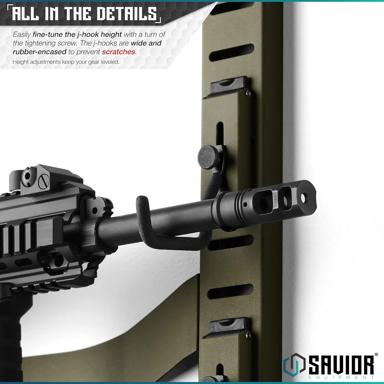 Savior Equipment Horizontal Steel Wall Mount Firearm Rifle Display Rack, Compound Bow Shotgun Carbine Gun Sword Tactical Vest Gear Hanger Free-Standing Indoor Storage Organizer, 10 Mounting Hooks