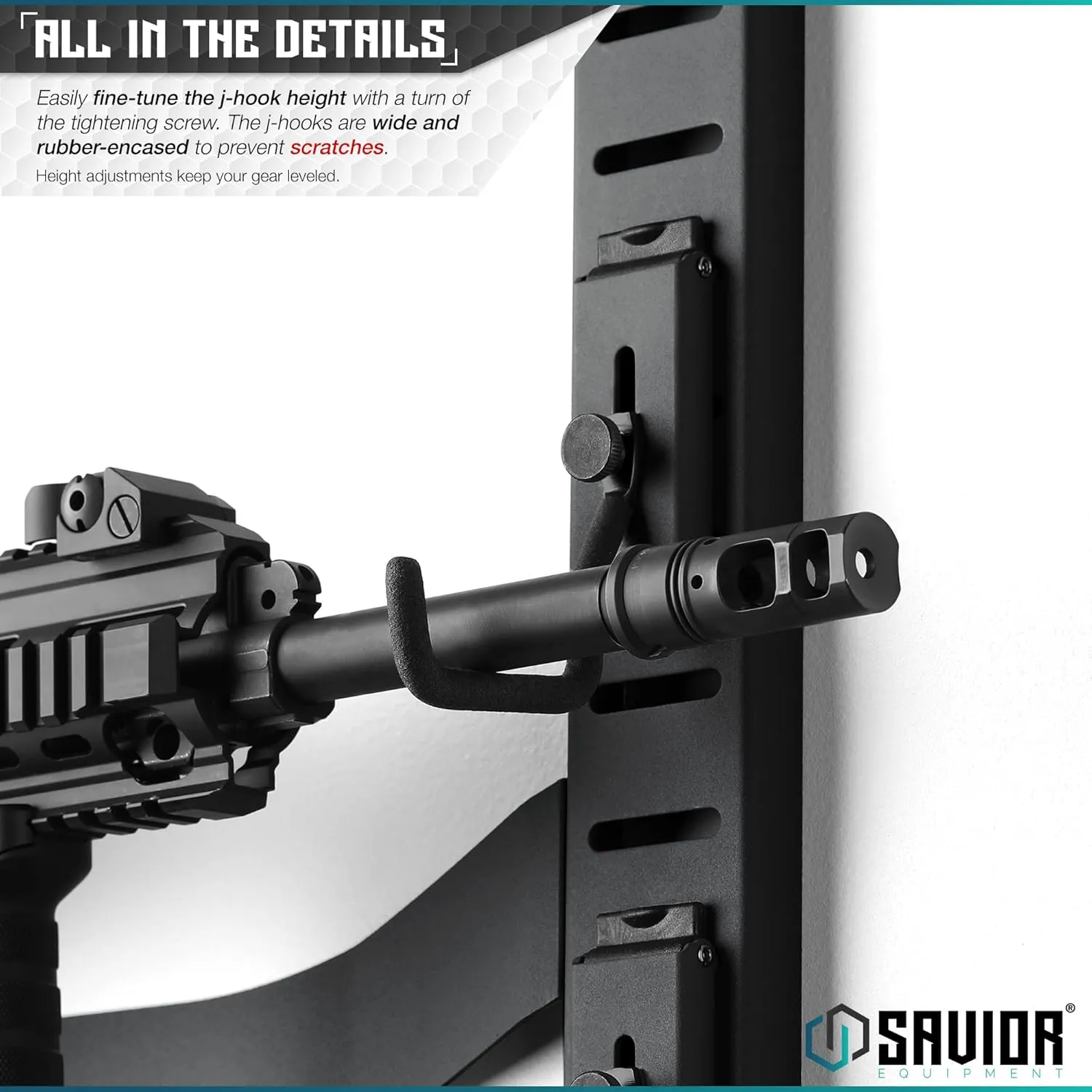 Savior Equipment Horizontal Steel Wall Mount Firearm Rifle Display Rack, Compound Bow Shotgun Carbine Gun Sword Tactical Vest Gear Hanger Free-Standing Indoor Storage Organizer, 10 Mounting Hooks