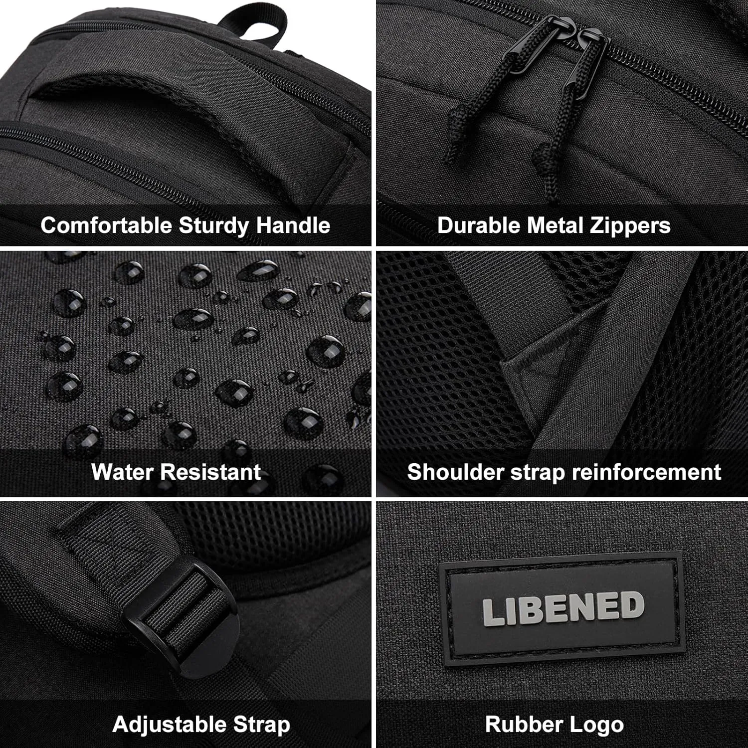 School Backpack for Teen Boys and Men, 15.6 Inch Laptop Backpack with USB Charging Port, Anti-Theft Water-Resistant College Computer Bookbag, Ergonomic Straps and Multiple Compartments, Black