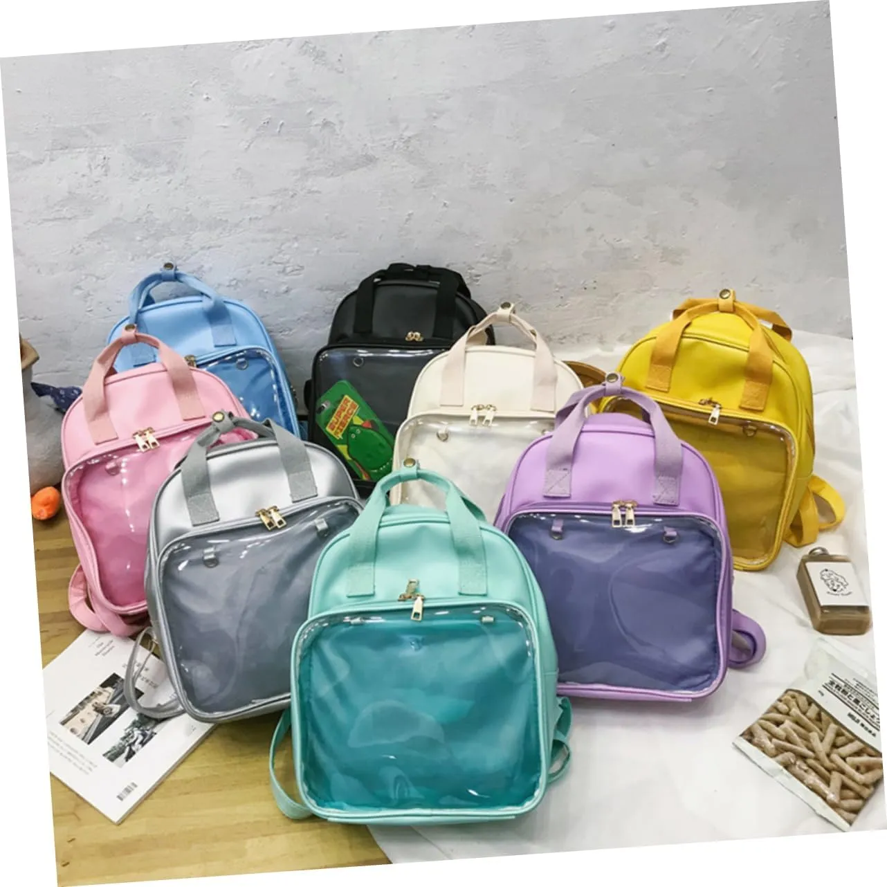 School Backpacks for Girls Candy Satchel Pvc Bag Storage Pockets for Students Women