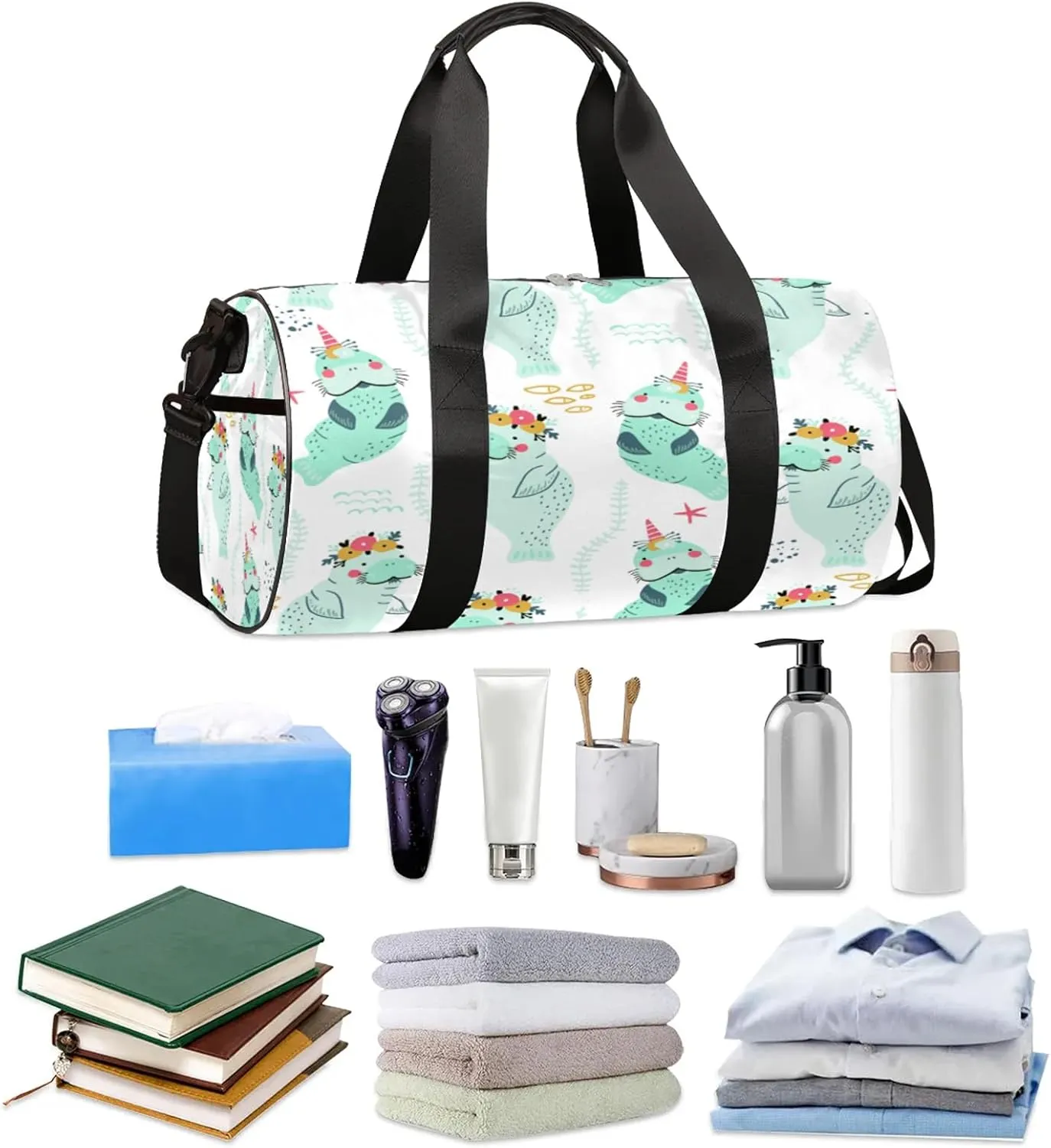 Seahorse Corals Pattern Sports Gym Bag for Men Women Lightweight Travel Duffle Bag with Shoulder Strap Waterproof Carry On Weekender Overnight Bag for Travel Sports Gym
