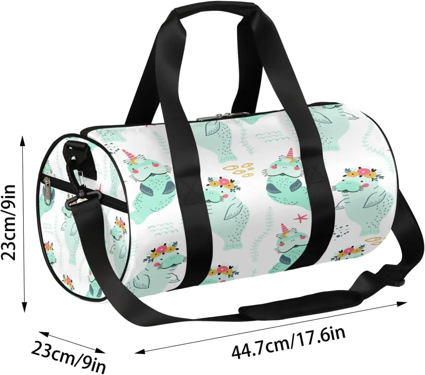 Seahorse Corals Pattern Sports Gym Bag for Men Women Lightweight Travel Duffle Bag with Shoulder Strap Waterproof Carry On Weekender Overnight Bag for Travel Sports Gym
