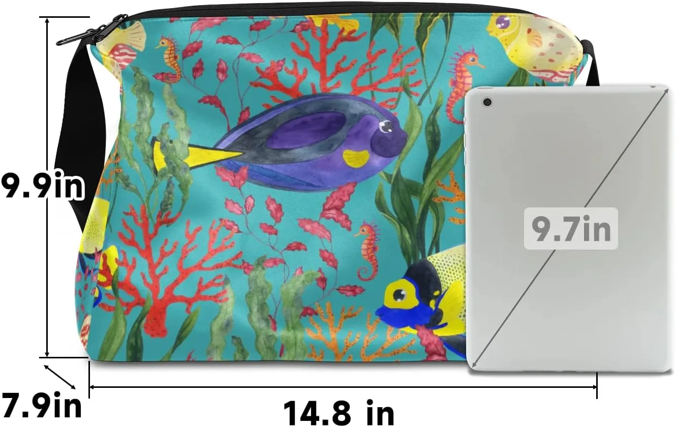 Seaweed Fish Seahorse Small Gym Bag for Men Women Workout Sport Duffle Bag Waterproof Weekender Overnight Bag Lightweight Carry on Tote Bag Crossbody Shoulder Travel Bag for Swim Yoge Dance