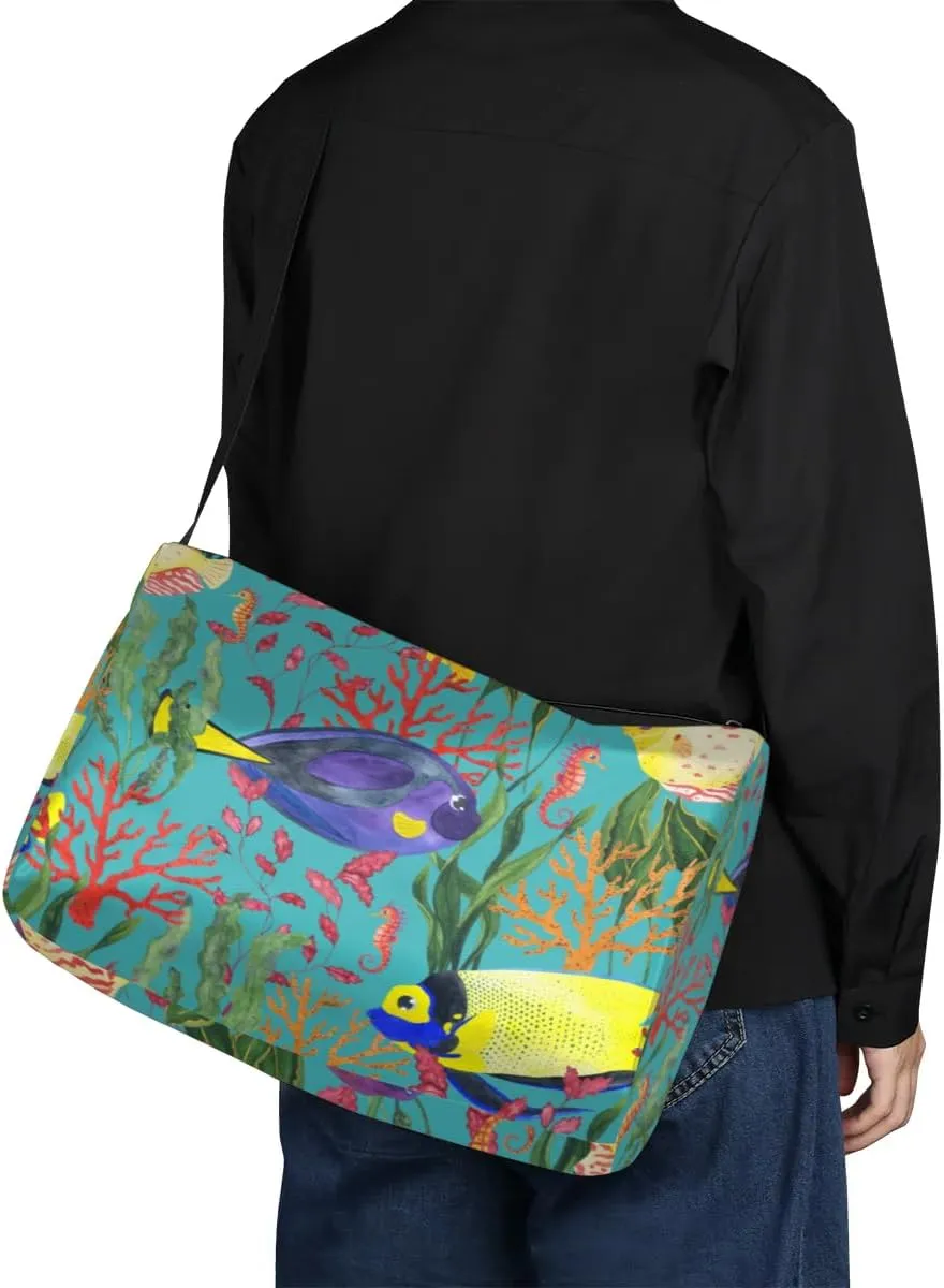 Seaweed Fish Seahorse Small Gym Bag for Men Women Workout Sport Duffle Bag Waterproof Weekender Overnight Bag Lightweight Carry on Tote Bag Crossbody Shoulder Travel Bag for Swim Yoge Dance