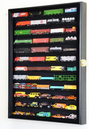 sfDisplay.com,LLC. 12 Shelves N Scale Train Model Trains Display Case Cabinet Wall Rack w/ 98% UV Lockable
