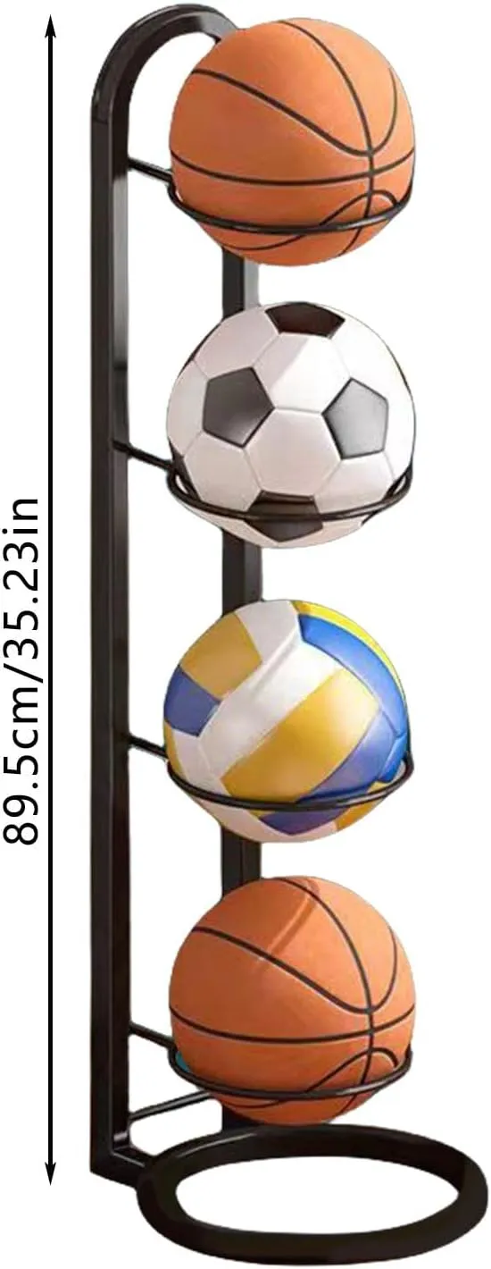 Shakven Vertical Ball Storage Rack | Multi-Layer Ball Organiser Rack for Basketball Football Volleyball,Ball Storage Shelf,Multi-Layer Ball Organizer Rack,Ball Stand,Vertical Ball Storage