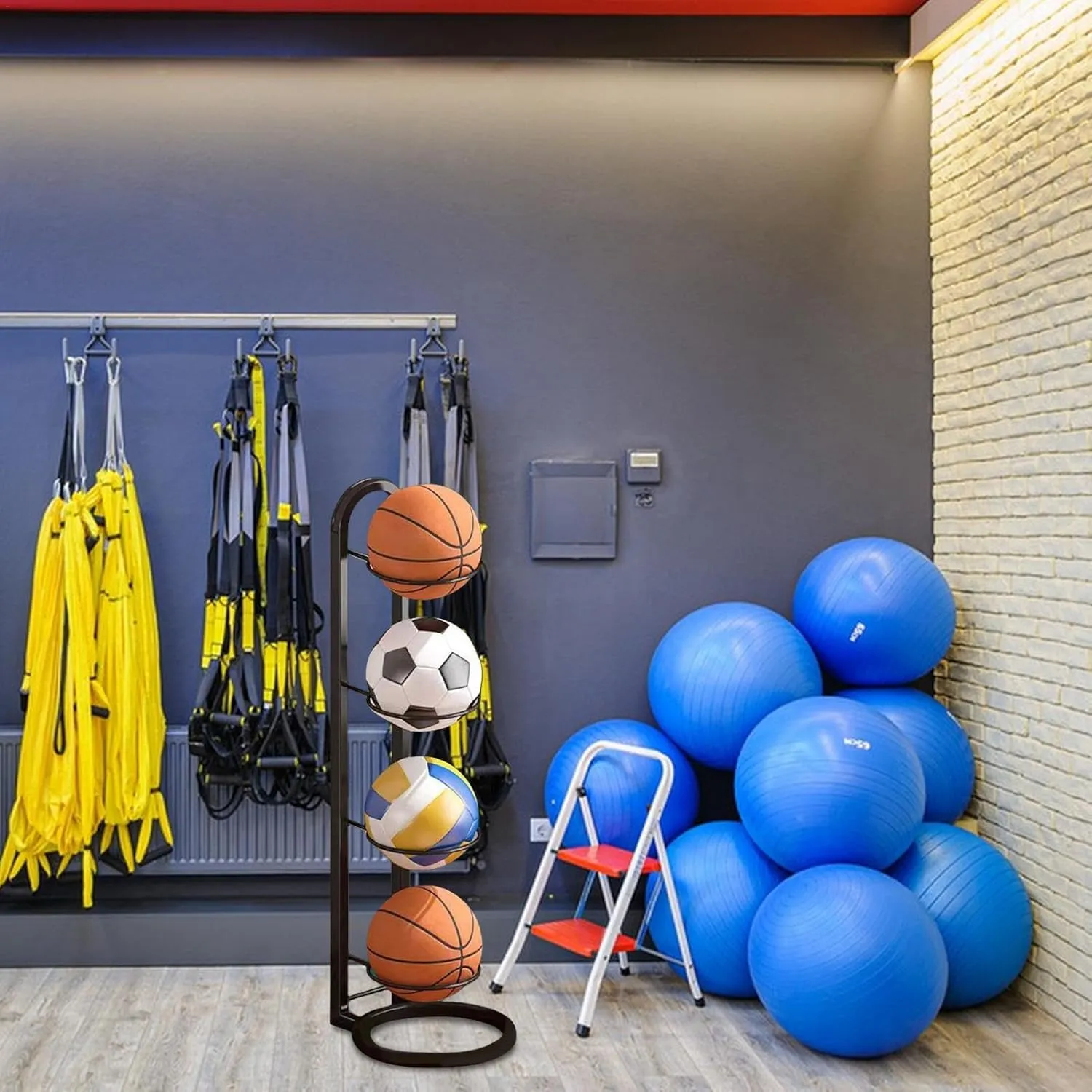 Shakven Vertical Ball Storage Rack | Multi-Layer Ball Organiser Rack for Basketball Football Volleyball,Ball Storage Shelf,Multi-Layer Ball Organizer Rack,Ball Stand,Vertical Ball Storage