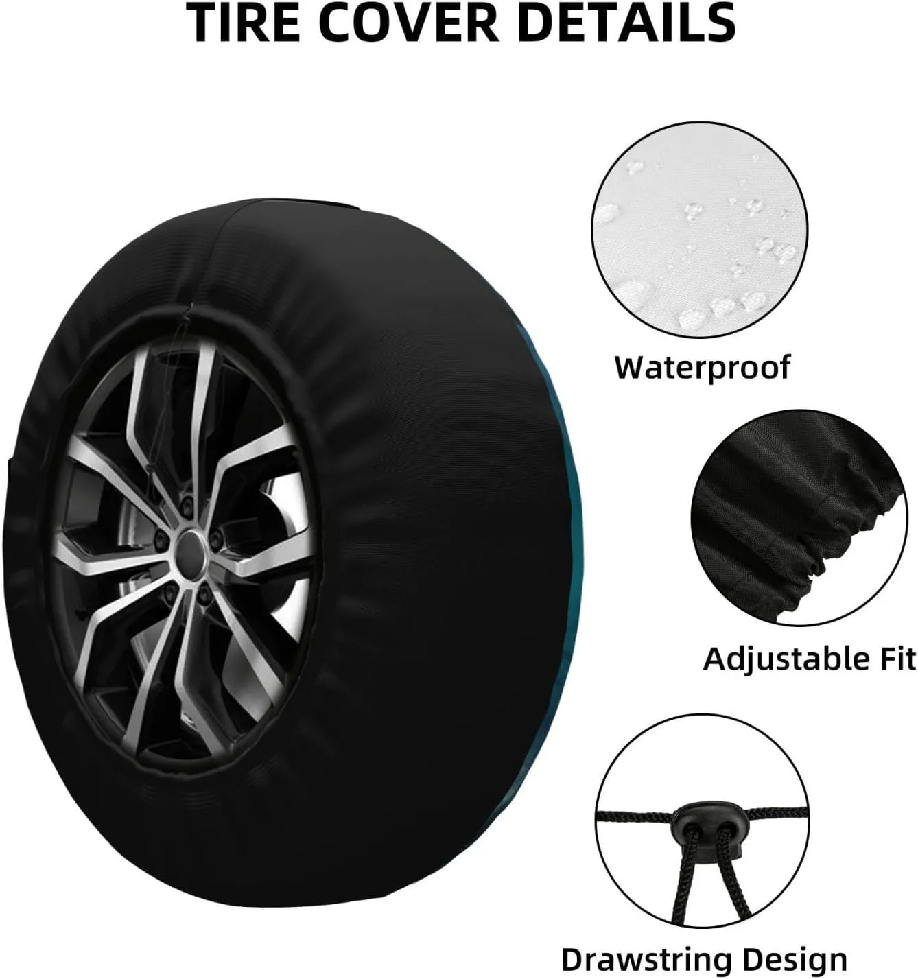 Shark Mouth Tire Cover Outdoor Waterproof Snow Sun Rain Wheel Cover Portable Wheel Bags Camper Spare Tire Cover Universal Car Tire Protectors for Trailer RV SUV