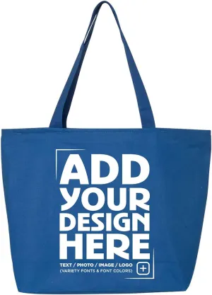 shop4ever Personalized Custom Design Your Own Heavy Canvas Tote with Zipper Reusable Shopping Bag Customizable Gift