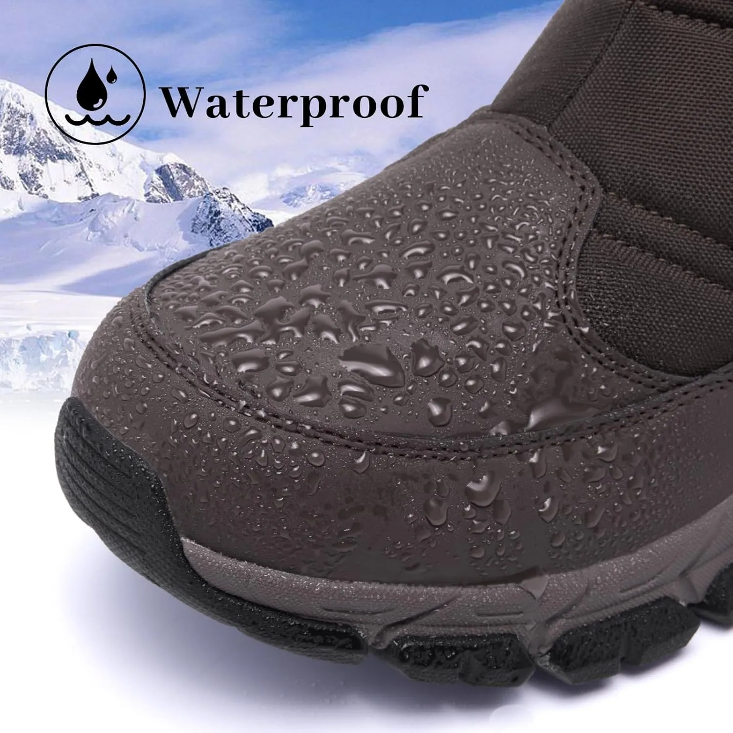 SILENTCARE Men's Winter Waterproof Snow Boots Warm Slip On Mid-Calf Zipper Booties Lightweight Outdoor Athletic