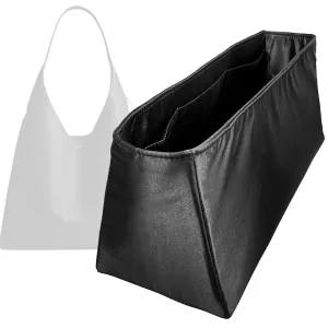 Silk Satin Insert for Brooklyn 23, 28, 39, Silky Bag Organizer with Zipper Pocket, 34 Colors (Size 39, Black)
