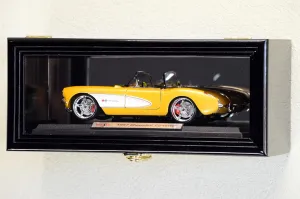 Single 1/18 Scale Diecast Model Car Display Case Cabinet Holder Rack w/98% UV- Lockable with Mirror Back (Black Finish)