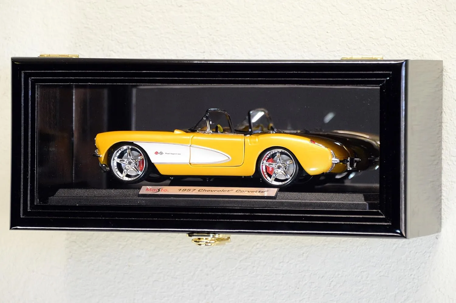 Single 1/18 Scale Diecast Model Car Display Case Cabinet Holder Rack w/98% UV- Lockable with Mirror Back (Black Finish)