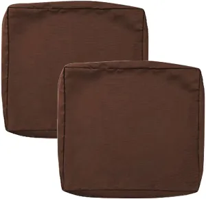 SK Studio Patio Cushion Covers Replacement, 2 Pack Waterproof Outdoor Furniture Seat Cushion Slipcover with Zipper for Garden and Backyard, Brown