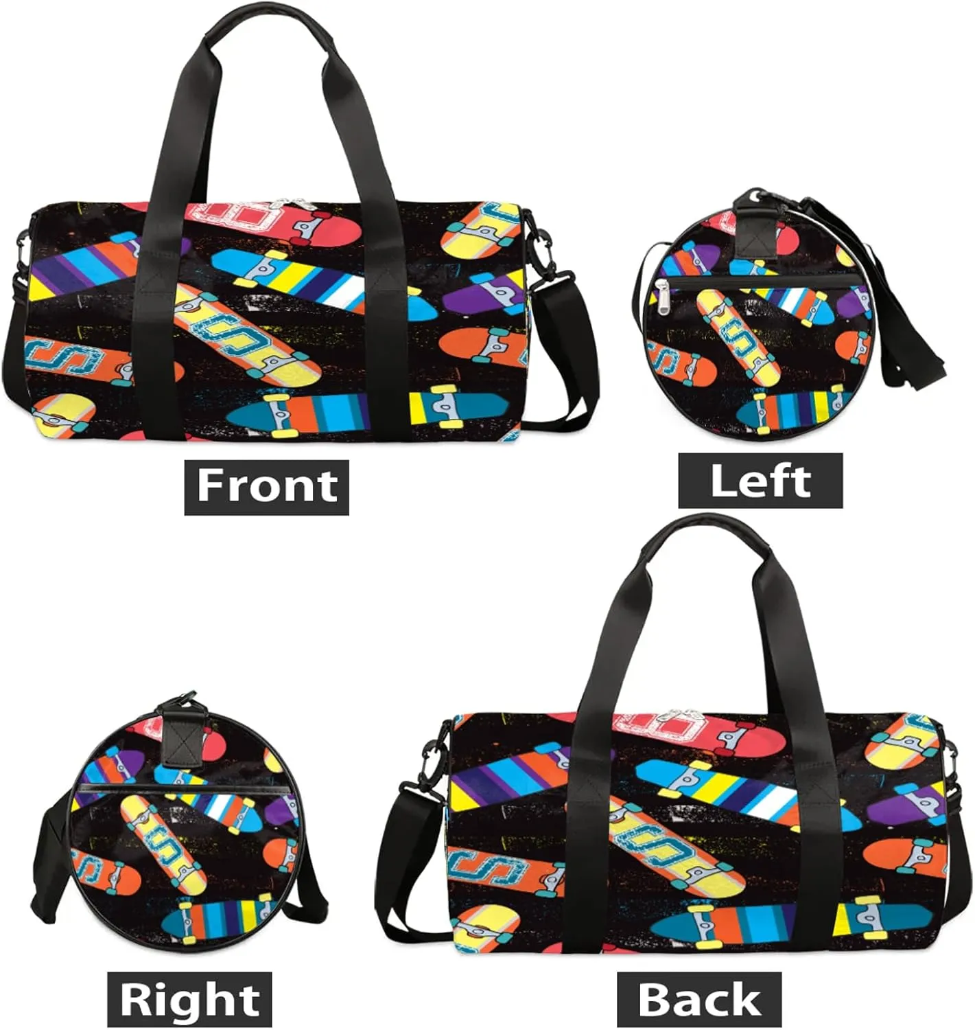 Skateboard Sport Sports Gym Bag for Men Women Lightweight Travel Duffle Bag with Shoulder Strap Waterproof Carry On Weekender Overnight Bag for Travel Sports Gym