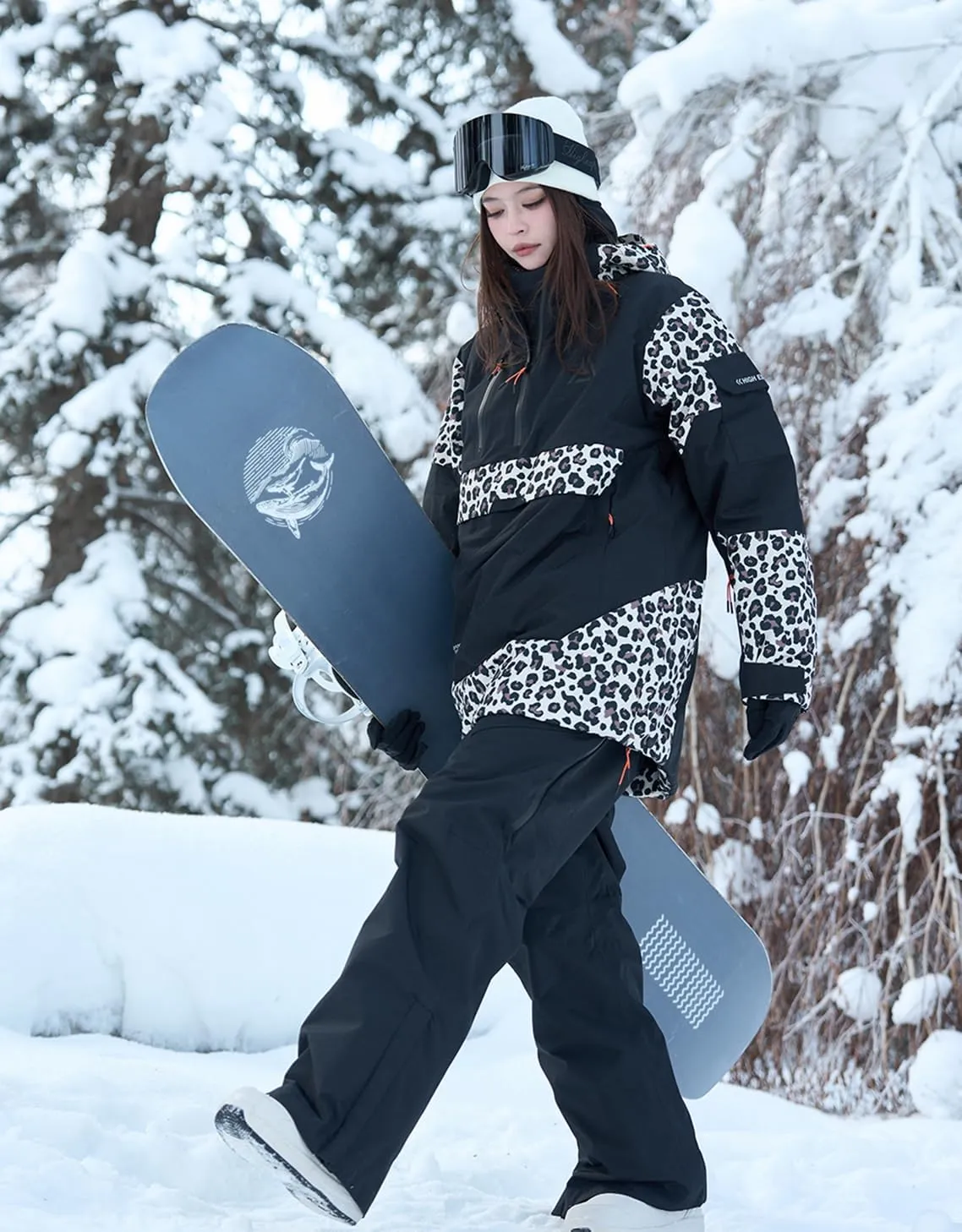 Ski Jacket Snowboard Anorak Coat Pullover Baggy Snow Hooded Insulated Hoodie Waterproof Warm for Women Men