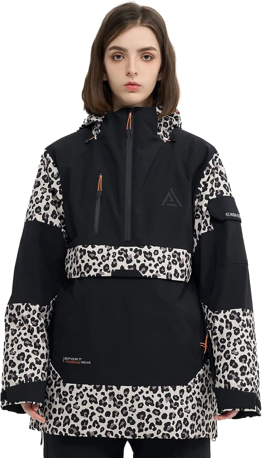 Ski Jacket Snowboard Anorak Coat Pullover Baggy Snow Hooded Insulated Hoodie Waterproof Warm for Women Men