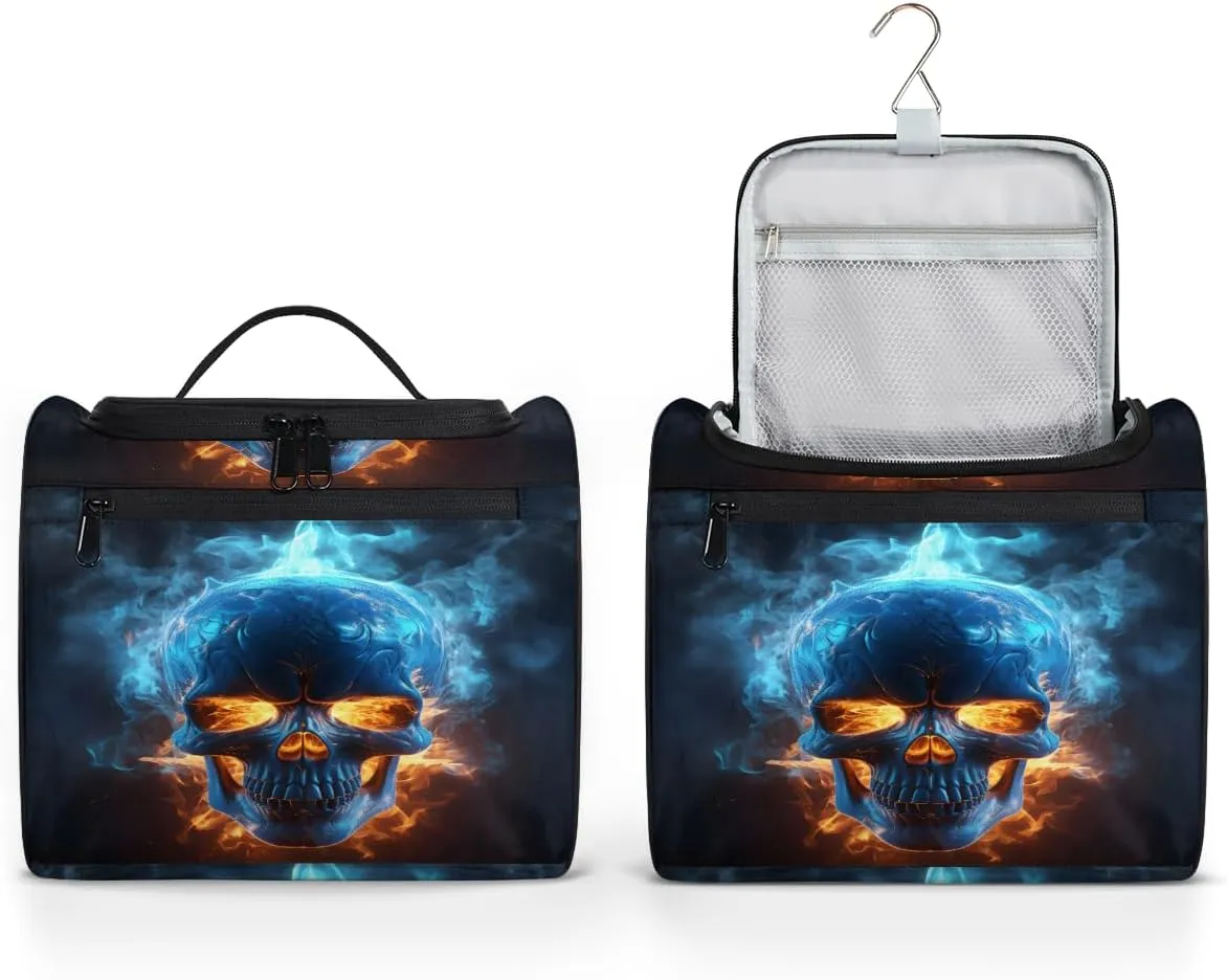 Skull Skeleton Travel Toiletry Bag for Women Large Capacity Wide-open Makeup Organizer Cosmetic Travel Bags for Toiletries