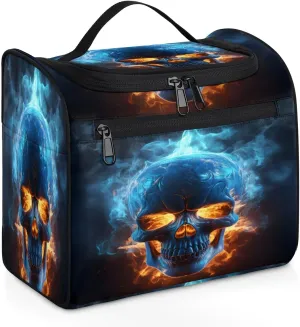 Skull Skeleton Travel Toiletry Bag for Women Large Capacity Wide-open Makeup Organizer Cosmetic Travel Bags for Toiletries