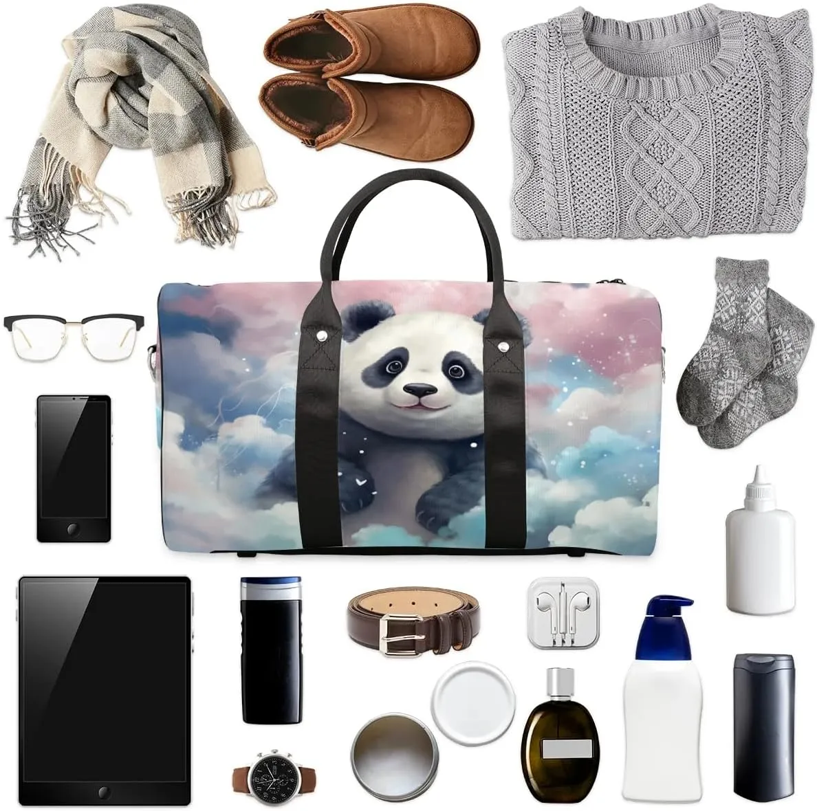 Sky Panda Travel Duffel Bag for Women Men Waterproof Foldable Overnight Weekender Bag Large Capacity Sports Gym Bag