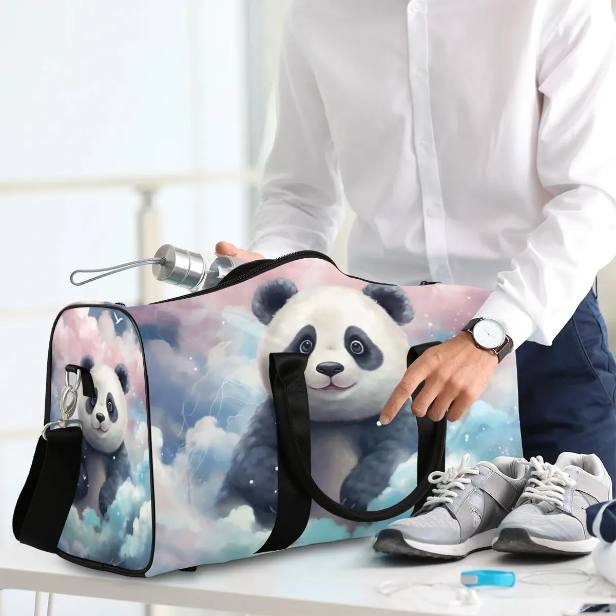 Sky Panda Travel Duffel Bag for Women Men Waterproof Foldable Overnight Weekender Bag Large Capacity Sports Gym Bag