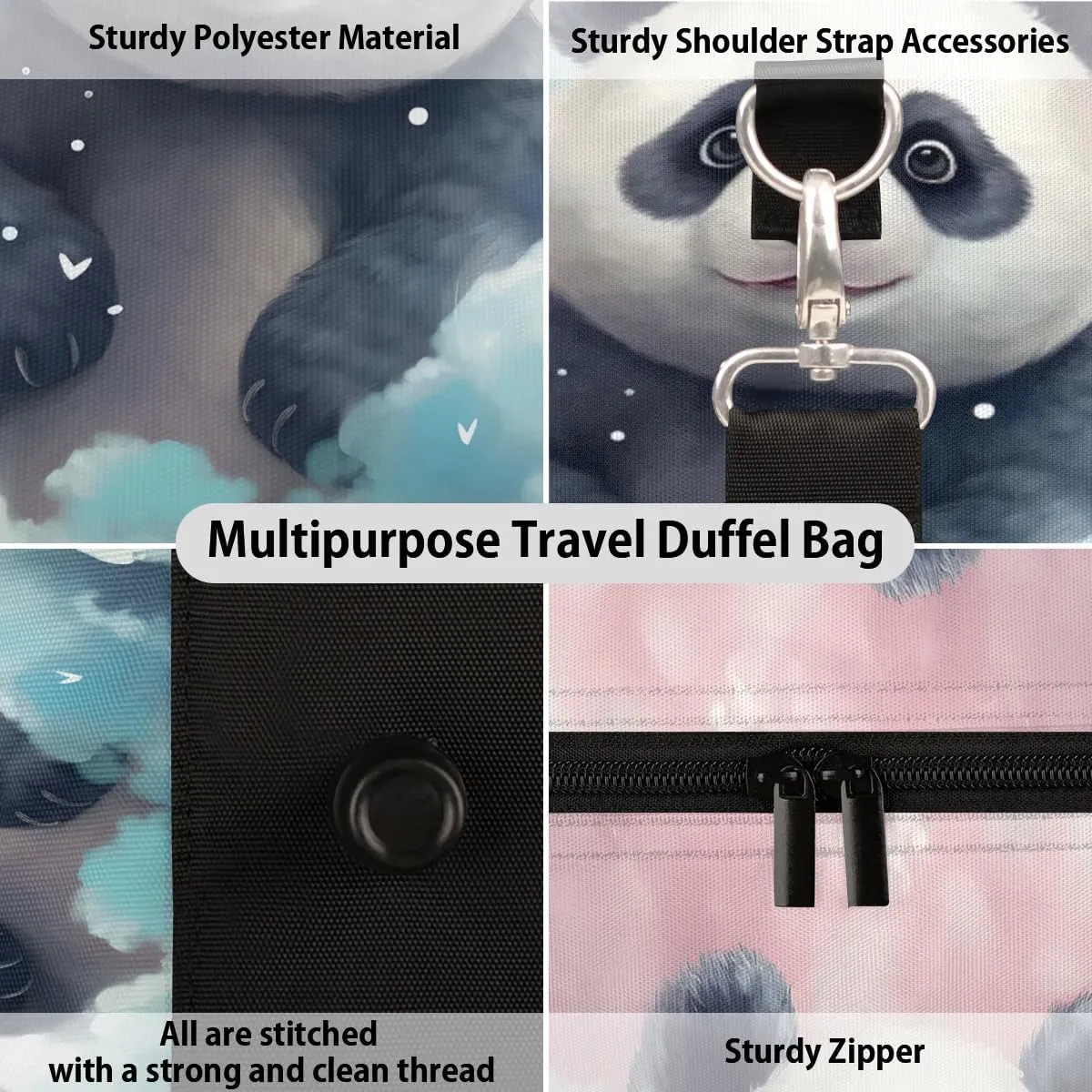 Sky Panda Travel Duffel Bag for Women Men Waterproof Foldable Overnight Weekender Bag Large Capacity Sports Gym Bag