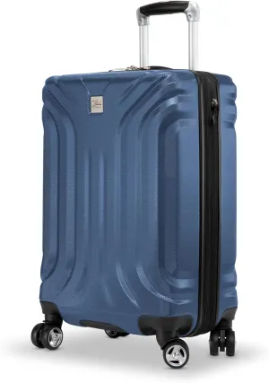 Skyway Nimbus 4.0 Expandable, Durable Hardside, 4 Wheel Spinner, Lightweight Suitcase, Unisex, Stylish, Maritime Blue, Checked-Medium 24-Inch