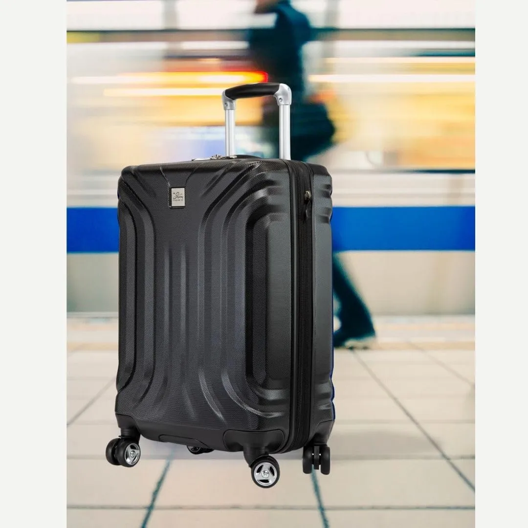 Skyway Nimbus 4.0 Expandable, Durable Hardside, 8 Wheel Spinner, Lightweight Suitcase, Unisex, Stylish, Black, Carry-On 20-Inch