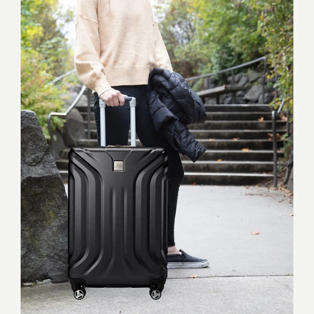 Skyway Nimbus 4.0 Expandable, Durable Hardside, 8 Wheel Spinner, Lightweight Suitcase, Unisex, Stylish, Black, Carry-On 20-Inch