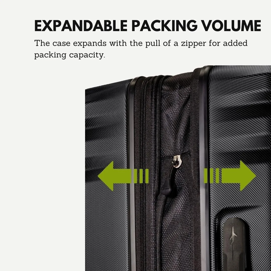 Skyway Nimbus 4.0 Expandable, Durable Hardside, 8 Wheel Spinner, Lightweight Suitcase, Unisex, Stylish, Black, Carry-On 20-Inch