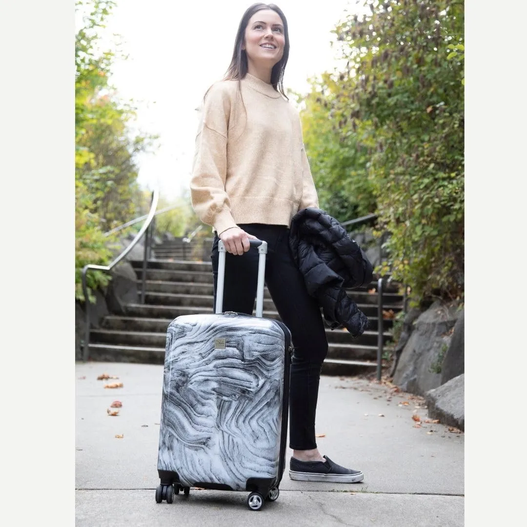 Skyway Nimbus 4.0 Expandable, Durable Hardside, 8 Wheel Spinner, Lightweight Suitcase, Unisex, Stylish, Gray Sandstone, Checked-Medium 24-Inch