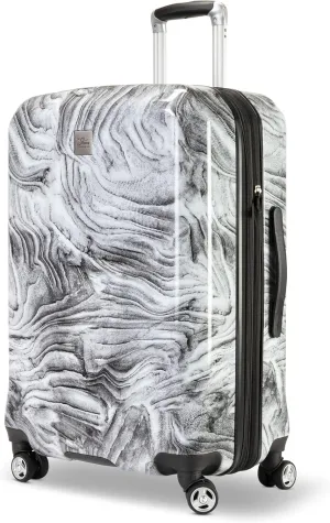 Skyway Nimbus 4.0 Expandable, Durable Hardside, 8 Wheel Spinner, Lightweight Suitcase, Unisex, Stylish, Gray Sandstone, Checked-Medium 24-Inch