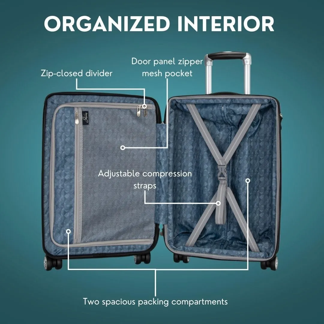 Skyway Nimbus 4.0 Expandable, Durable Hardside, 8 Wheel Spinner, Lightweight Suitcase, Unisex, Stylish, Gray Sandstone, Checked-Medium 24-Inch
