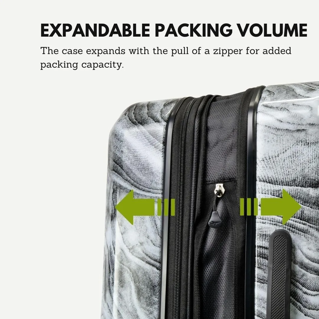 Skyway Nimbus 4.0 Expandable, Durable Hardside, 8 Wheel Spinner, Lightweight Suitcase, Unisex, Stylish, Gray Sandstone, Checked-Medium 24-Inch