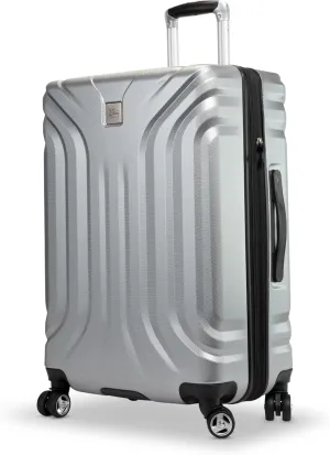 Skyway Nimbus 4.0 Expandable, Durable Hardside, 8 Wheel Spinner, Lightweight Suitcase, Unisex, Stylish, Shiny Silver, Checked-Large 28-Inch