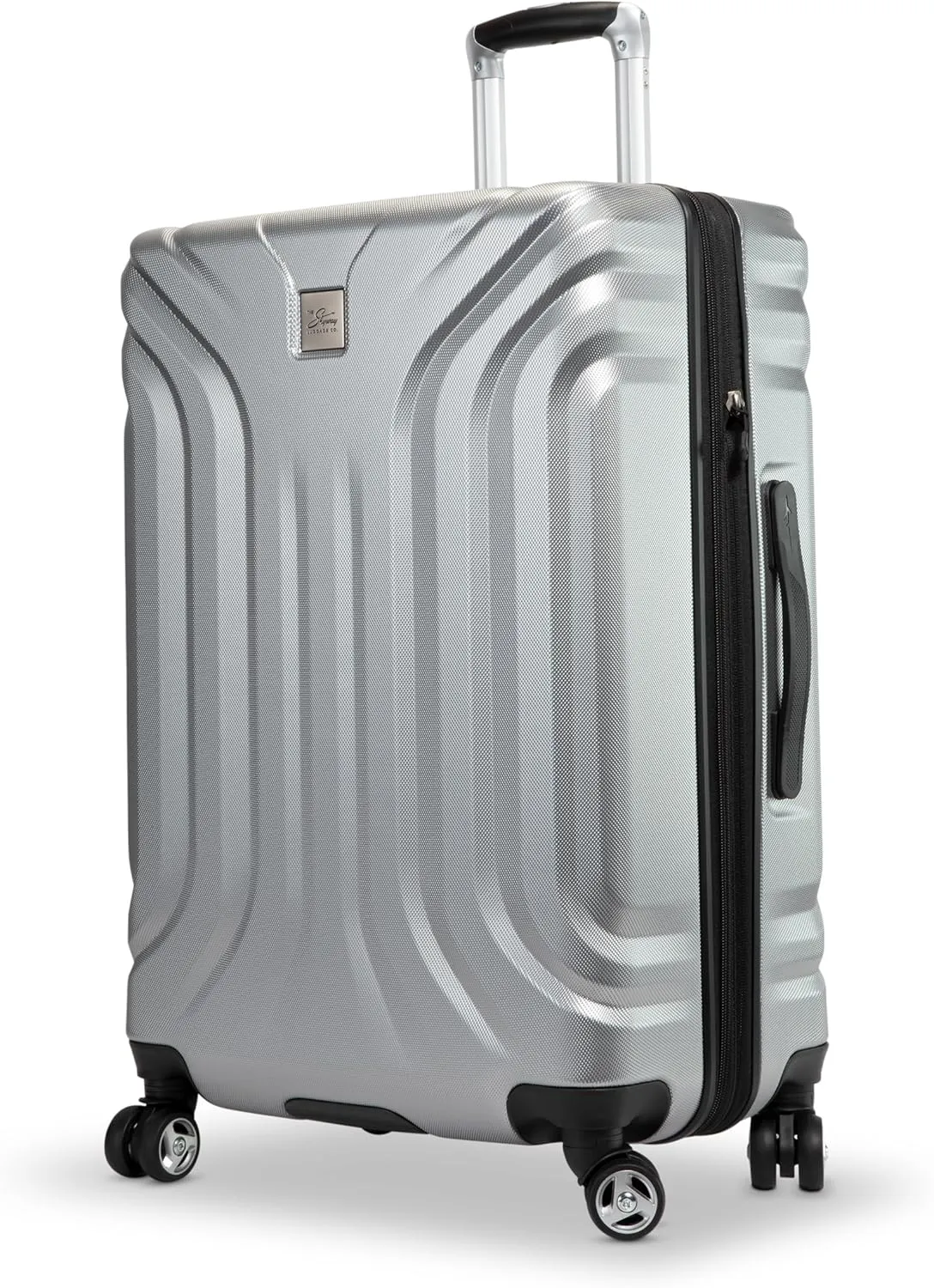 Skyway Nimbus 4.0 Expandable, Durable Hardside, 8 Wheel Spinner, Lightweight Suitcase, Unisex, Stylish, Shiny Silver, Checked-Large 28-Inch