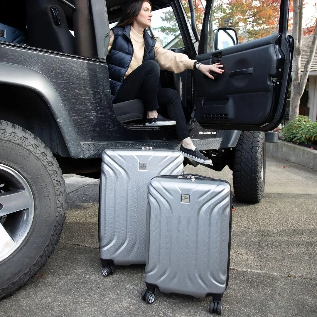 Skyway Nimbus 4.0 Expandable, Durable Hardside, 8 Wheel Spinner, Lightweight Suitcase, Unisex, Stylish, Shiny Silver, Checked-Large 28-Inch