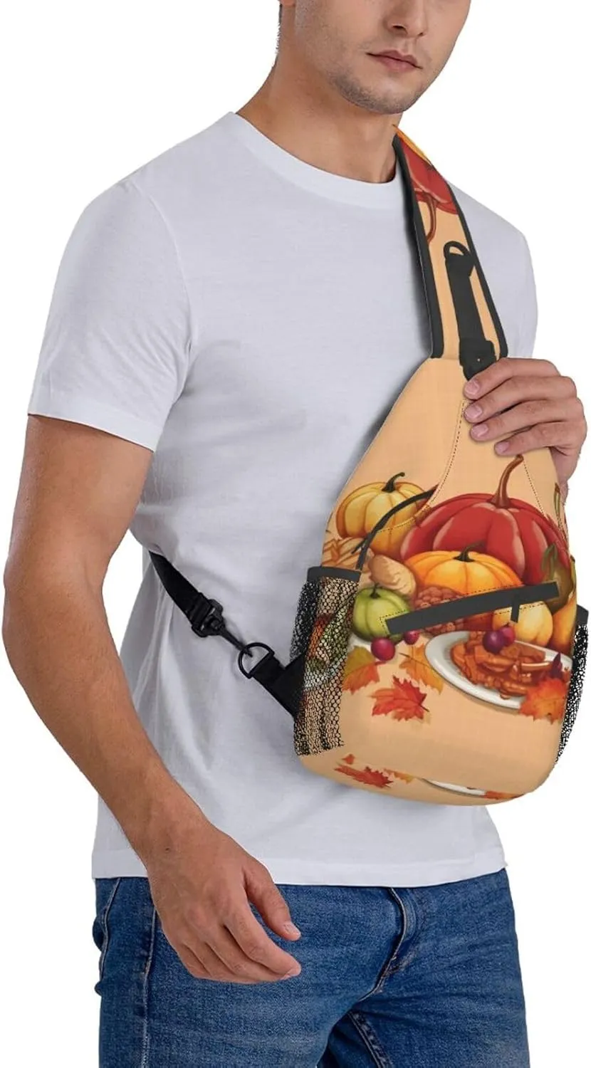 Sling Bag for Women Men Haapy thanksgiving Cross Chest Bag Diagonally Casual Fashion Travel Hiking Daypack
