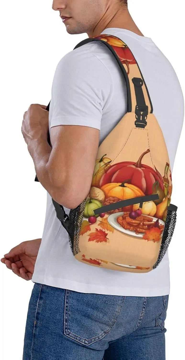 Sling Bag for Women Men Haapy thanksgiving Cross Chest Bag Diagonally Casual Fashion Travel Hiking Daypack