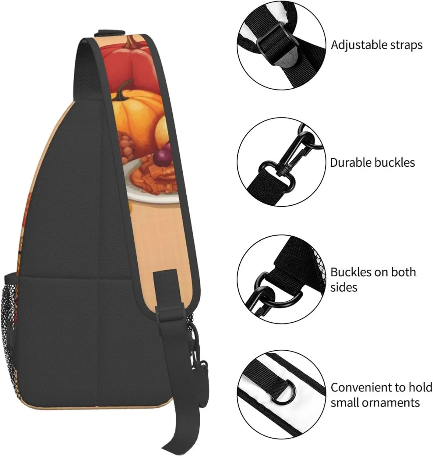 Sling Bag for Women Men Haapy thanksgiving Cross Chest Bag Diagonally Casual Fashion Travel Hiking Daypack