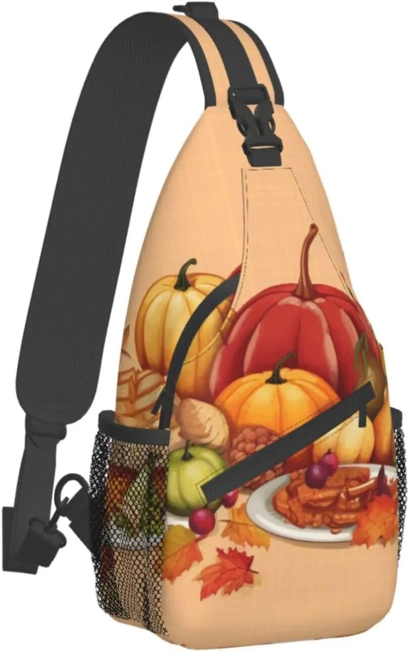 Sling Bag for Women Men Haapy thanksgiving Cross Chest Bag Diagonally Casual Fashion Travel Hiking Daypack