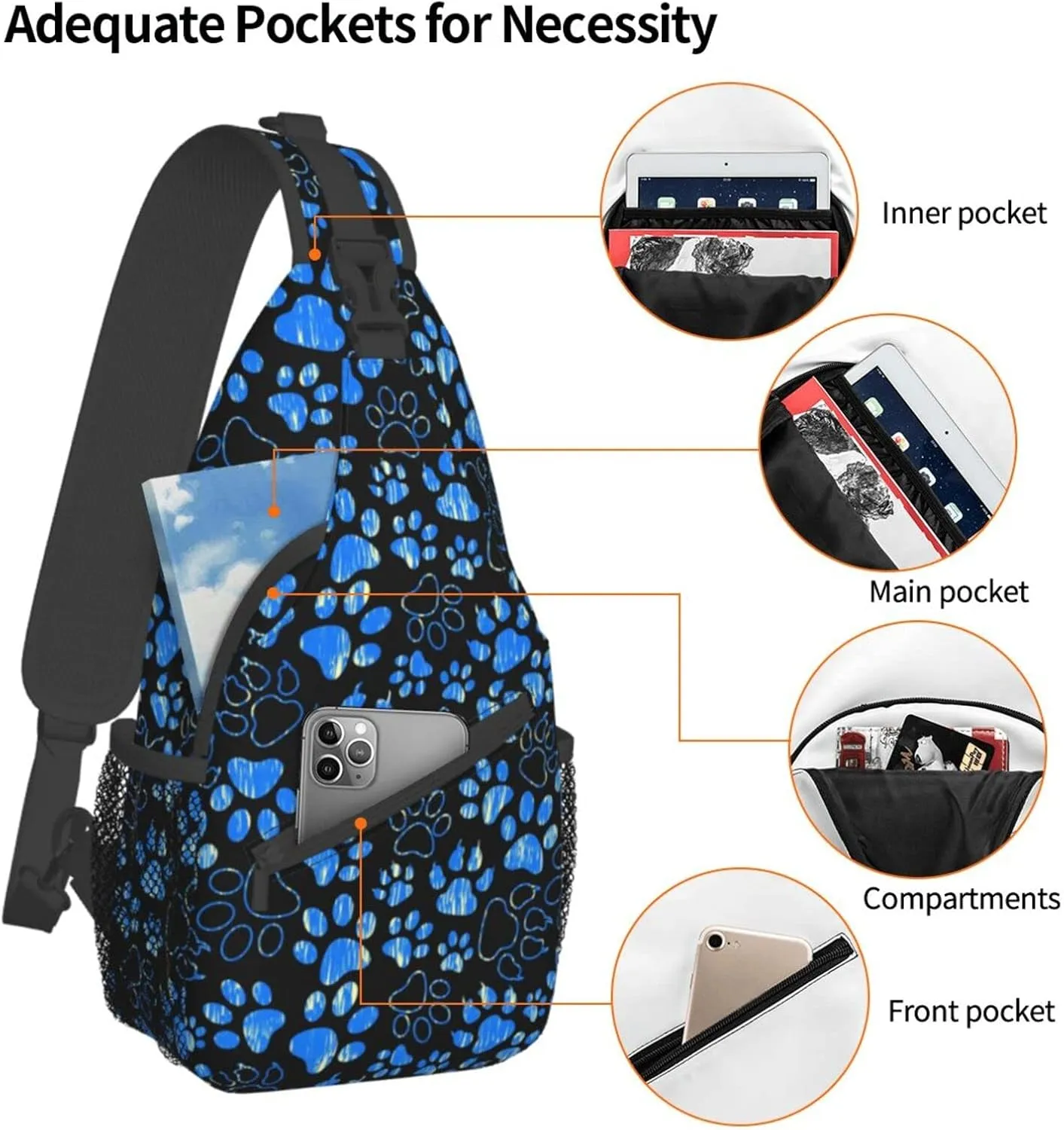 Sling Daypacks,adjustable Rope Crossbody One Shoulder Bag Travel Hiking Cycling for Men Women Gift…