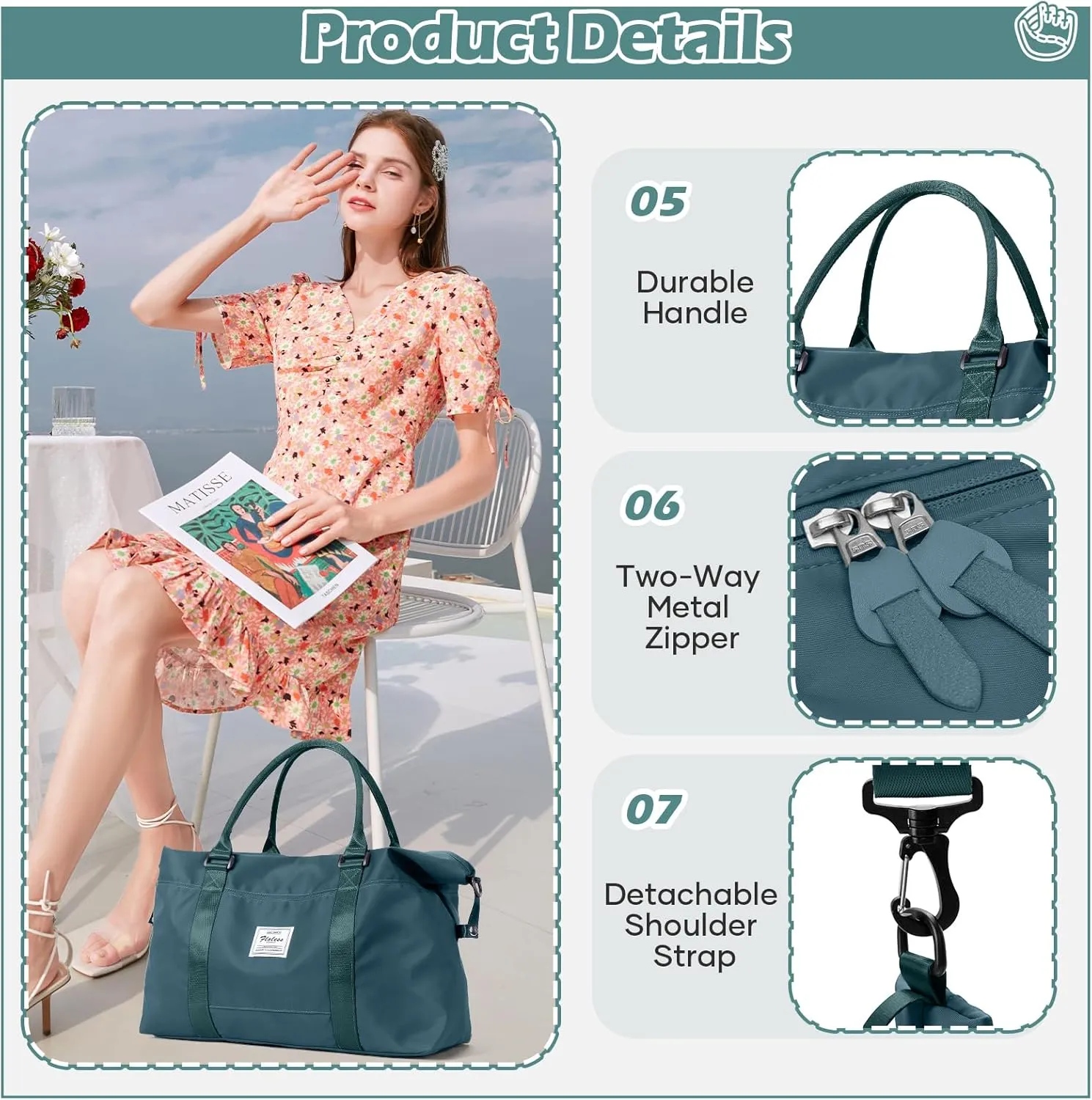Small Gym Duffle Bag for Women, Mini Cute Weekender Handbag Carry on Travel Bag for Airplane, Water Resistant Sports Yoga Tote Bag with Dry Wet Separated Pocket