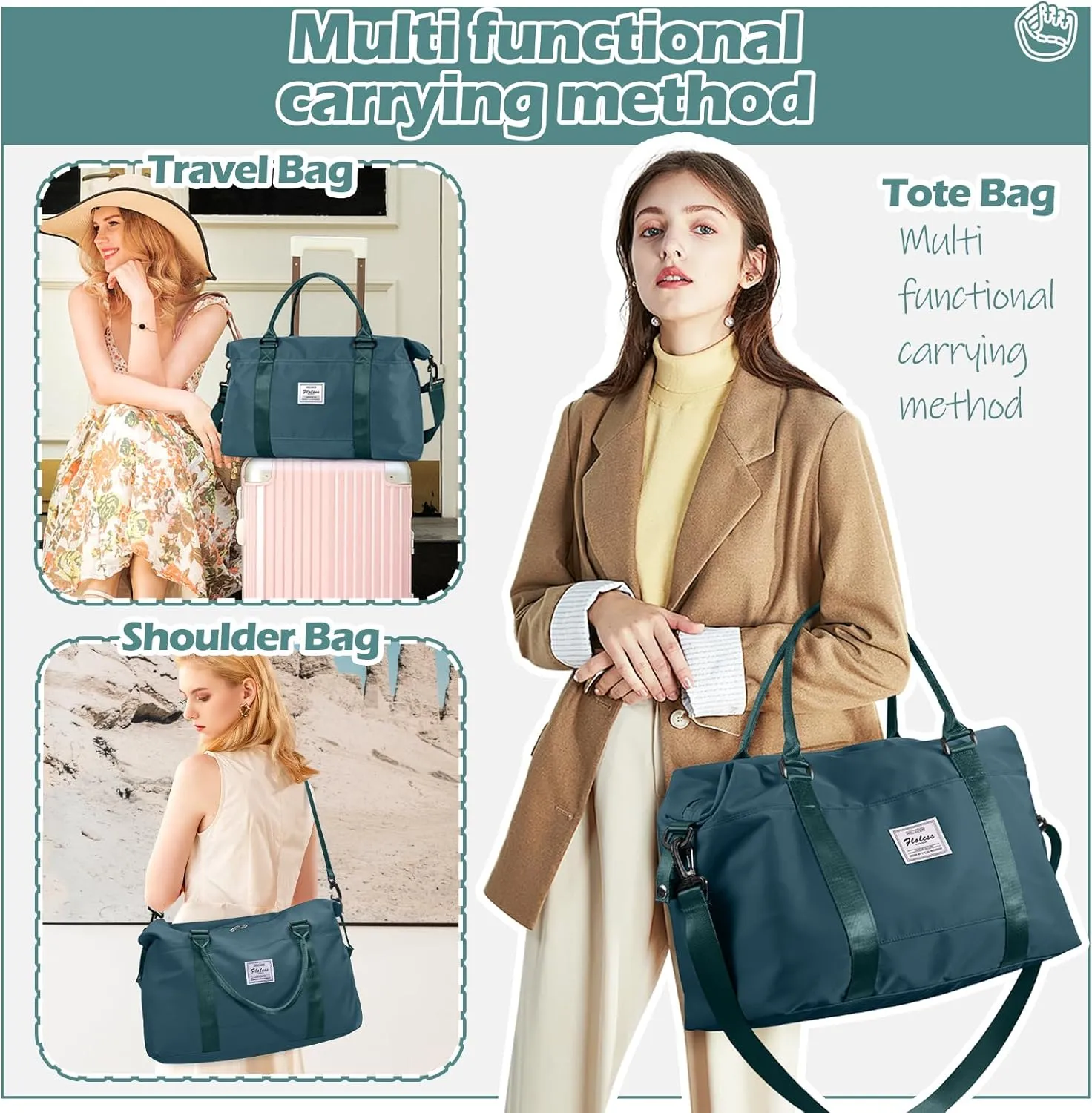 Small Gym Duffle Bag for Women, Mini Cute Weekender Handbag Carry on Travel Bag for Airplane, Water Resistant Sports Yoga Tote Bag with Dry Wet Separated Pocket