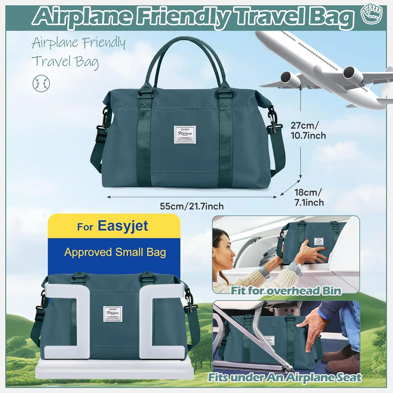 Small Gym Duffle Bag for Women, Mini Cute Weekender Handbag Carry on Travel Bag for Airplane, Water Resistant Sports Yoga Tote Bag with Dry Wet Separated Pocket
