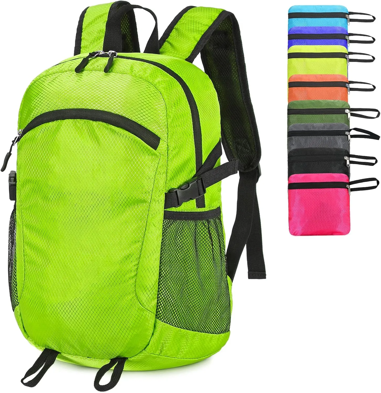 Small Hiking Daypack,15L Waterproof Hiking Backpack Packable Lightweight Travel Day Pack for Women Men (LinghtGreen, Small)