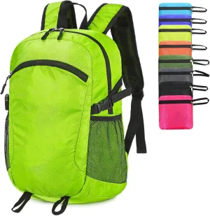 Small Hiking Daypack,15L Waterproof Hiking Backpack Packable Lightweight Travel Day Pack for Women Men (LinghtGreen, Small)