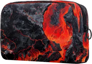 Small Makeup Bag Pouch for Purse, Travel Cosmetic Bag, Portable Toiletry Bag for Women Girls Gifts - Lava Magma, hzb-006